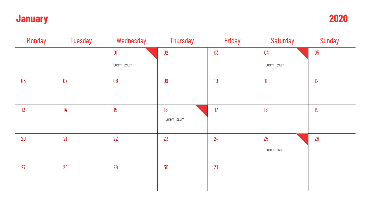 Minimalist Calendar PowerPoint Template and Google Slides